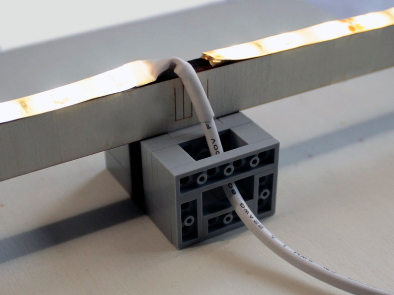 Italian LED Modular Floor Lamp with LEGO® Bricks: Modern Wood Design
