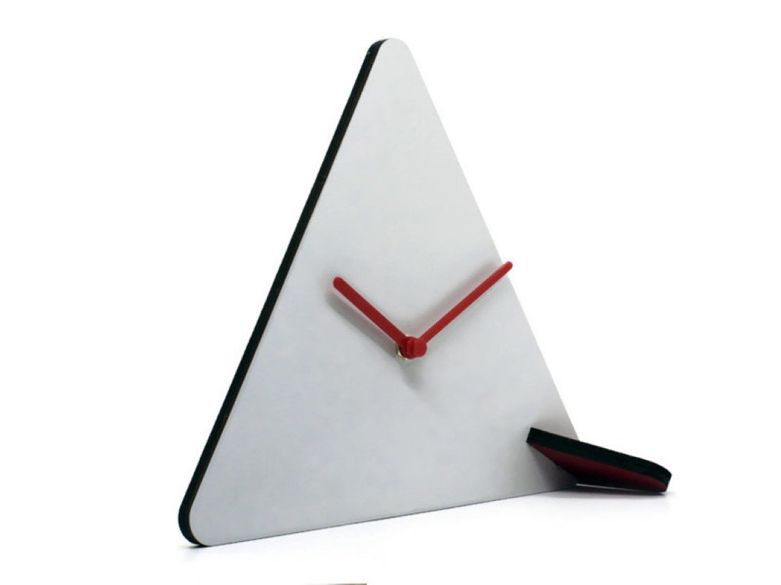Triangular Wooden Desk Clock: Silent Analog Timepiece, Modern Decor - Etsy