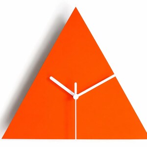 12 Inch Dark Walnut Geometric Wood Triangle Clock: Modern Minimalist Wall Decor