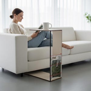 Drewniany stolik boczny cięty laserowo, 15 x 9 x 24 cale: nowoczesna taca na przekąski na kanapę, włoski design