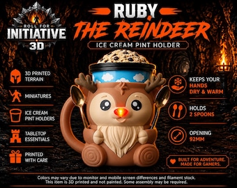 Ruby the Reindeer Ice Pint Holder - 3D Printed