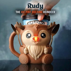ルビー・ザ・トナカイのアイスパイントホルダー - 3Dプリント