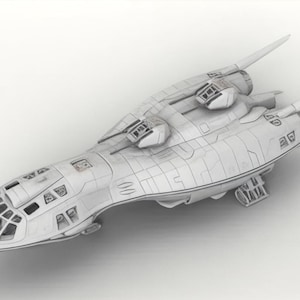 3D-geprint verkenningsschip bèta - 2e dynastie - 28 mm ruimteschip - speelbaar interieur