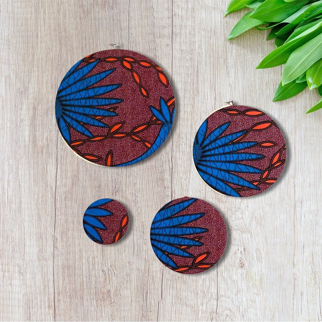 African Heritage Wood Circle Wall Artblue Theme Decor Etsy