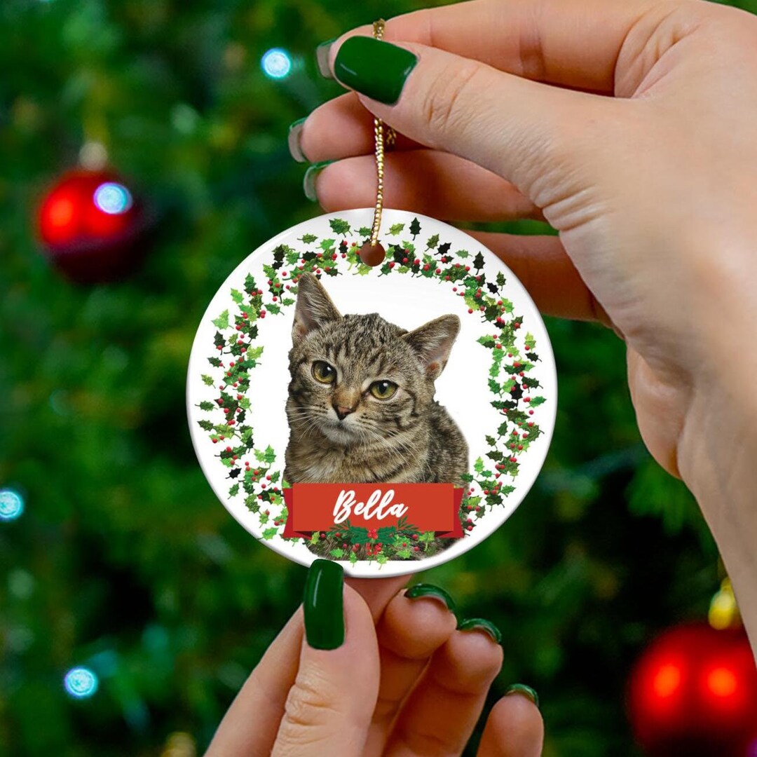 Pet Portrait Christmas Ornament, Custom Cat Photo Ornament ...
