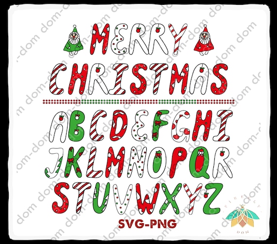 Christmas Font Cute With Alphabet Font Vector | Etsy