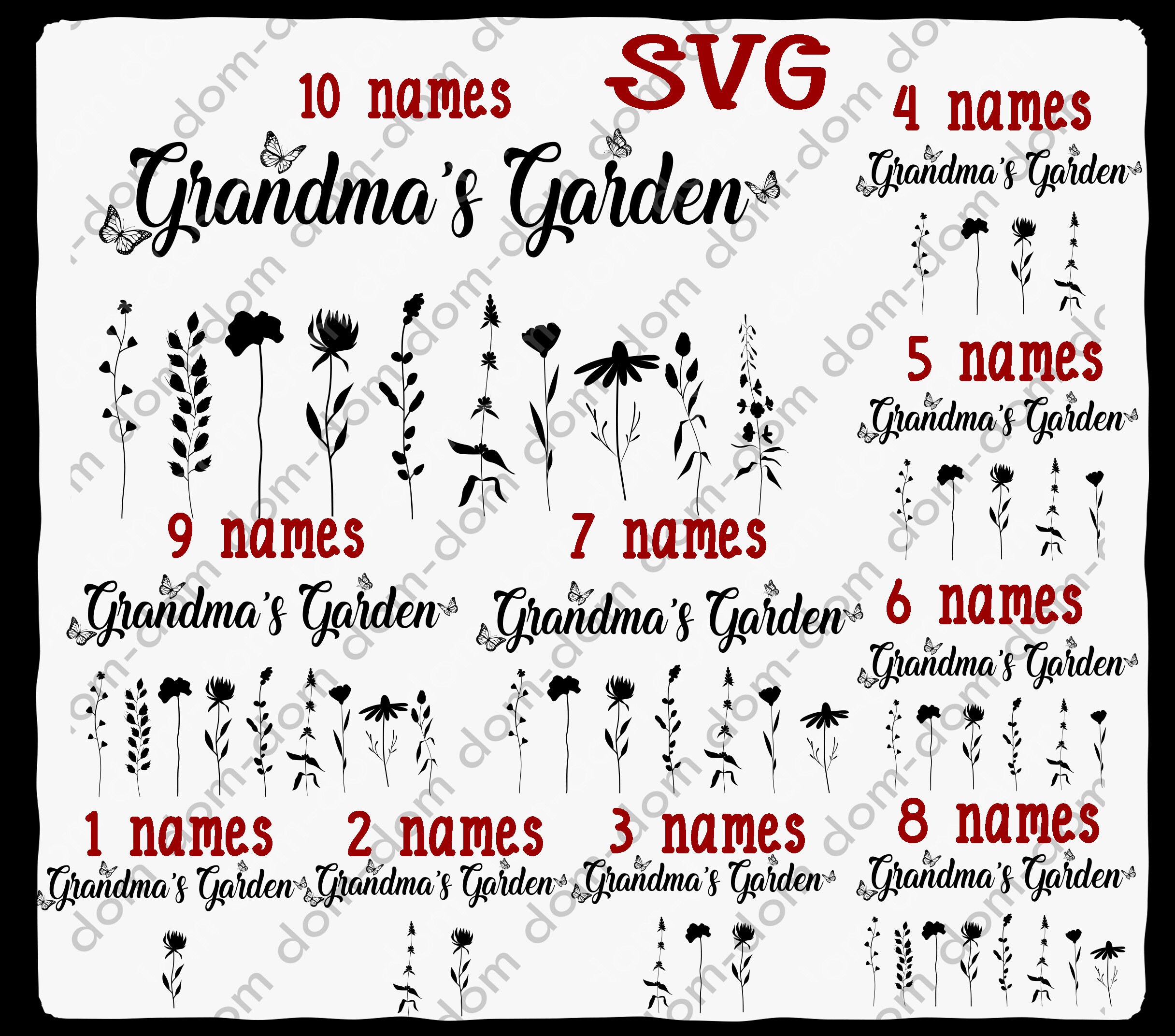 Personalized Grandma’s Garden Svg Printable Grandma Gift - Etsy