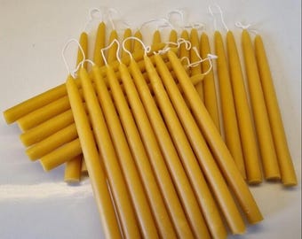 Hand Dipped Beeswax Taper Candles | Dripless Pure Dorset Wax Dinner Candle | Letterbox