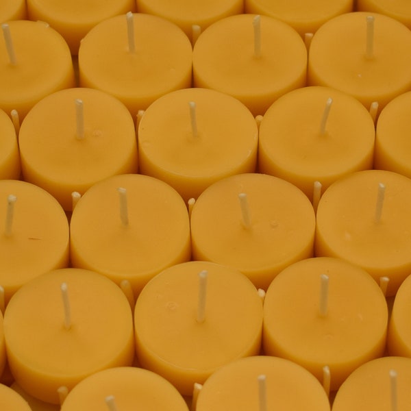 FREE DELIVERY - Straight from the bees, Premium handmade beeswax tealights candles Refills, Yellow beeswax. Cotton wick