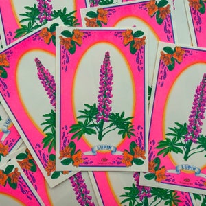 Lupin Wildflower Riso Print