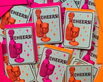 Cheers! Neon Riso Greeting Card