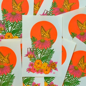 Butterfly Flower riso print