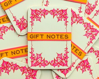Pink/red Victorian Style Gift Notes- Riso printed!