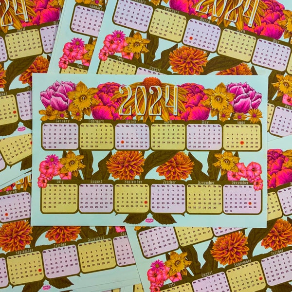 2024 Floral Riso Wall Calendar