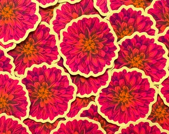 Pegatina troquelada de vinilo con forma de flor de dalia