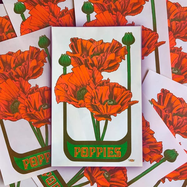 Poppy Risograph Print
