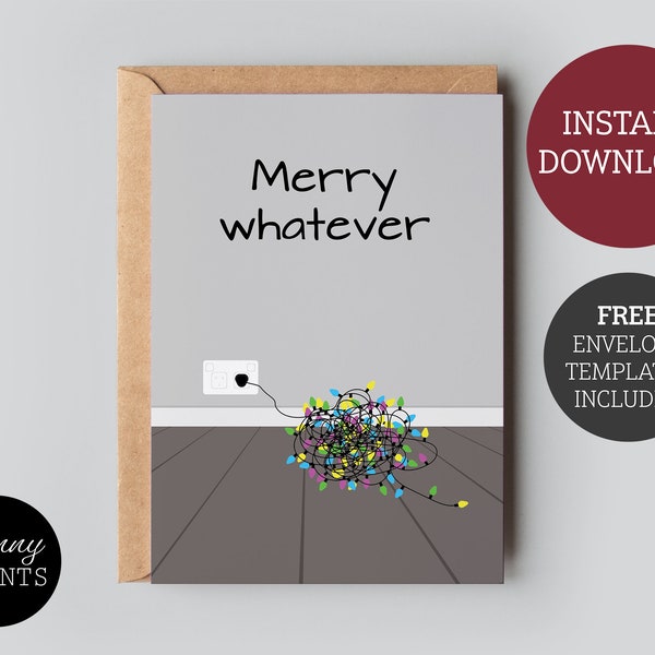 Cynical Printable Christmas Card | Merry Whatever | Funny Christmas Card