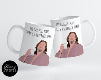 The Big Lebowski Coffee Mug | There's a Beverage Here | 90's Movie Mug