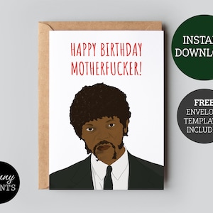 Pulp Fiction Druckbare Geburtstagskarte | Jules Mother Fucker Zitat | Kult Klassiker Film Karte | Geburtstagskarte