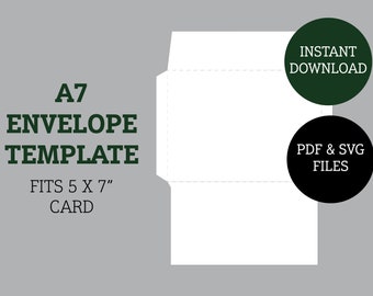 Plantilla de sobre imprimible / Plantilla de sobre A7 / Sobre para tarjeta de 5 x 7" / PDF & SVG