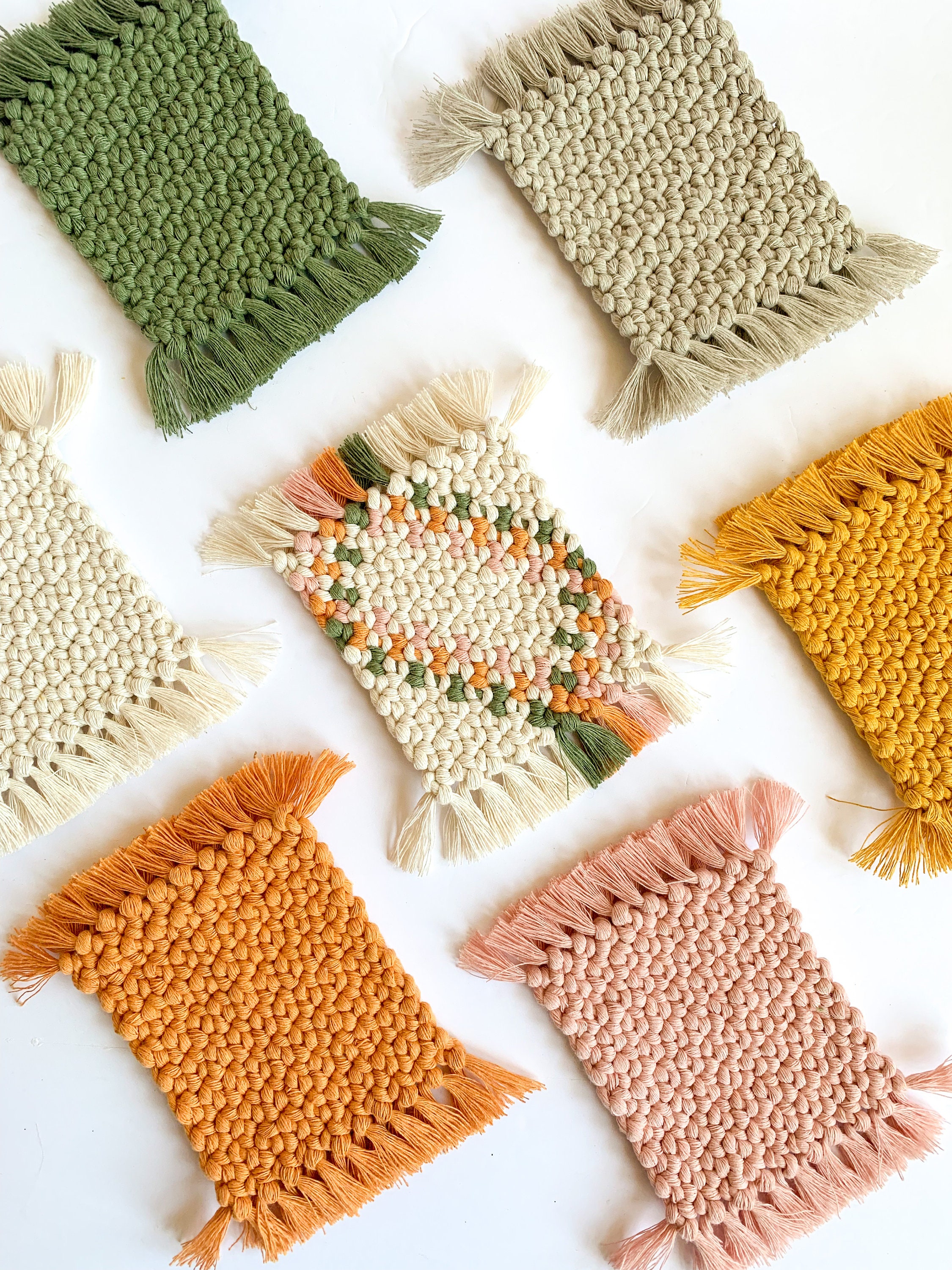 Mug Rugs | Reversible Macrame Coasters | Plant Coasters | Placemats - Etsy