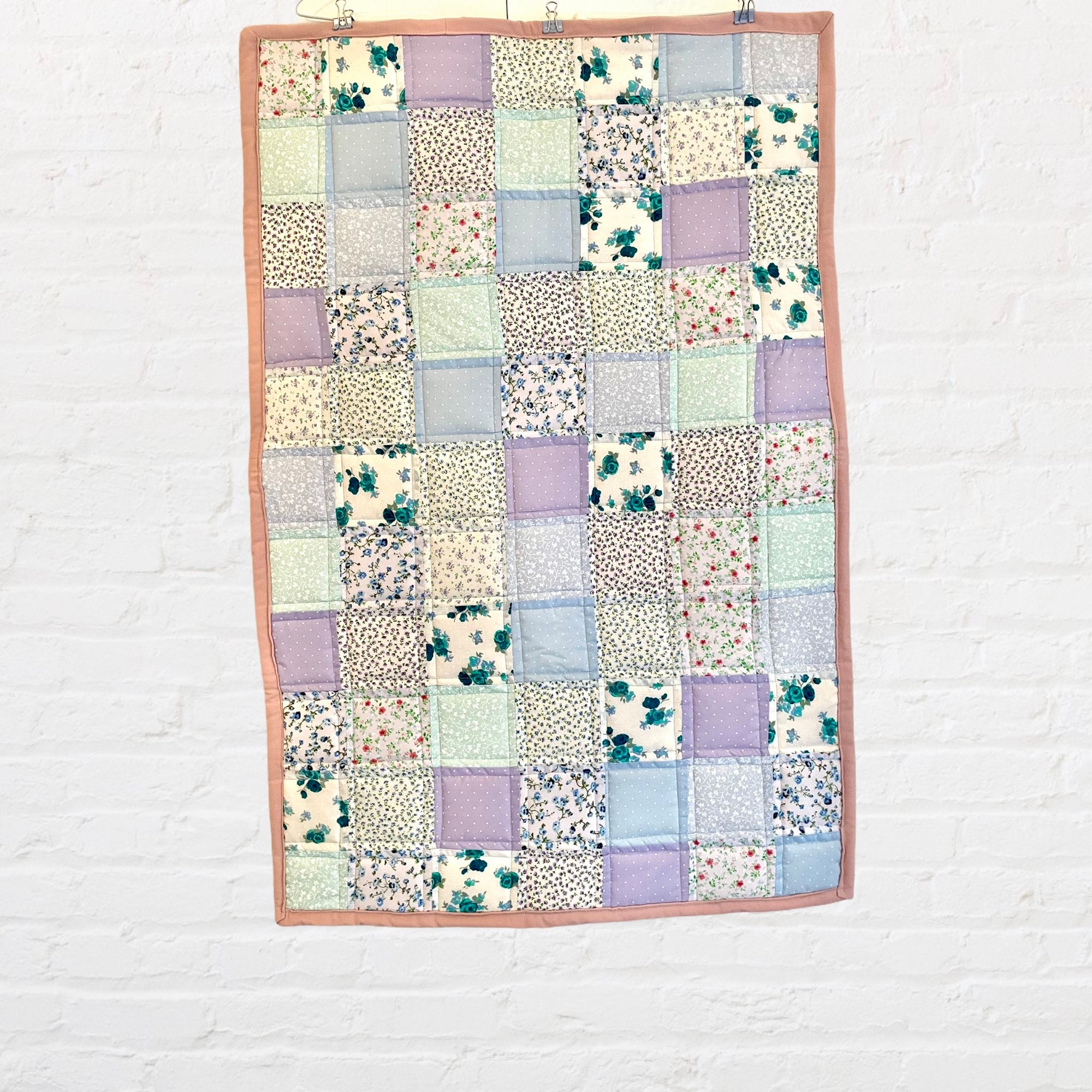 Patchwork Baby Quilt Reversible blanket for Moses basket or Etsy