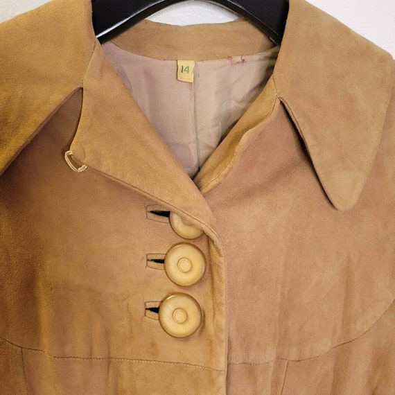 Vintage Sun Suedes Long Camel Colored Suede Coat … - image 2