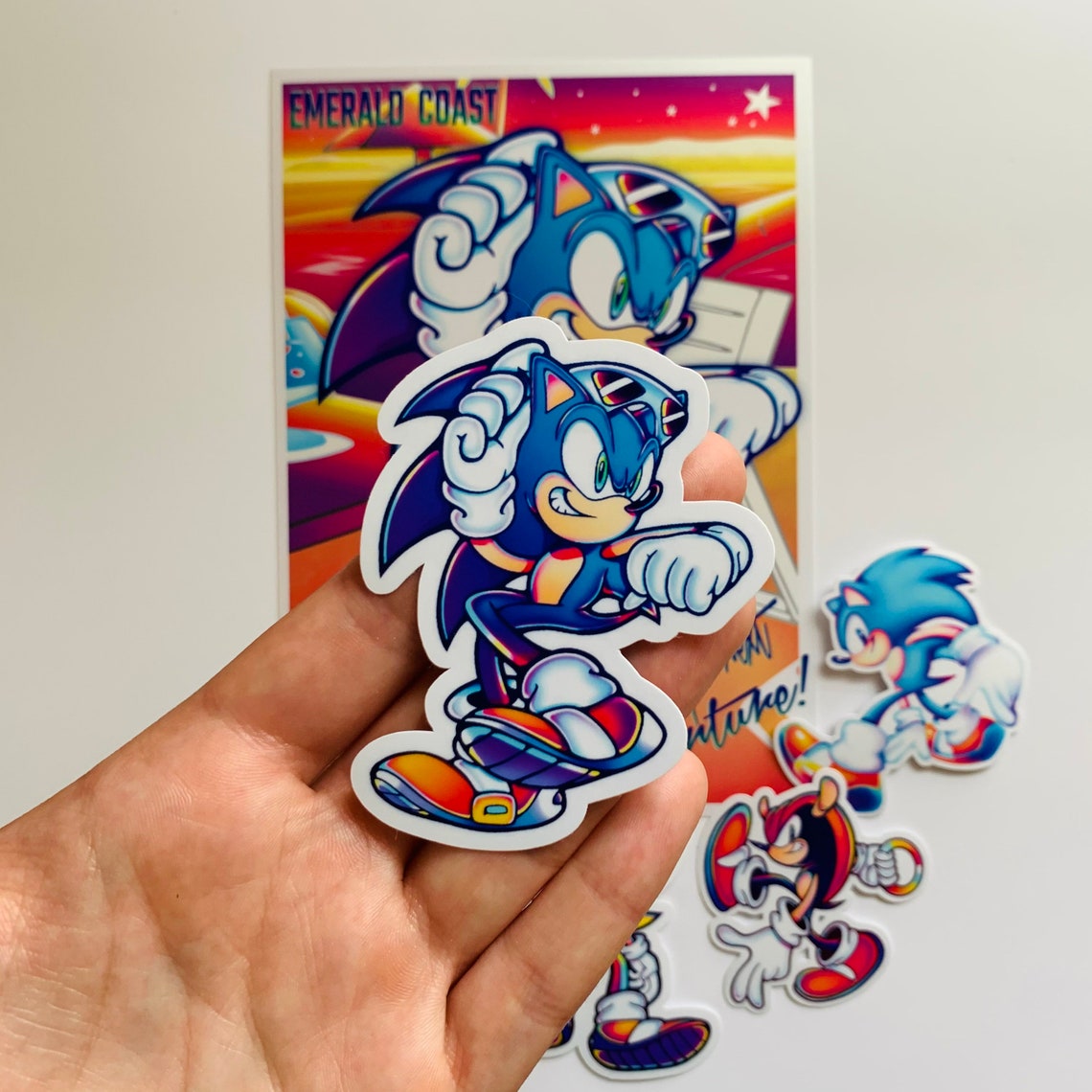 Vaporwave Sonic Sticker Pack and 5 x 7 Metallic Etsy