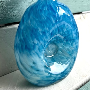 Vintage Hand Blown Pinch Glass Vase Abstract Pattern Mediterranean Colours Signed Base