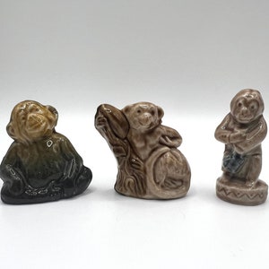 Wade Pottery Collectible Monkey Figurines Set of Three 1960-1970