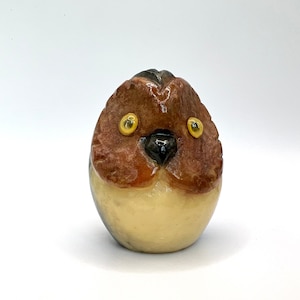 Vintage Alabaster Owl Handcrafted Unique Paperweight