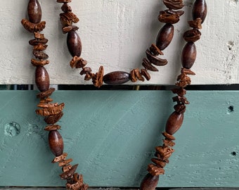Vintage houten Boho ketting natuurlijke houten kralen