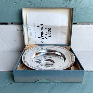 1957 Sterling Silver Armada Dish Mappin & Webb Original Box London Assay Office