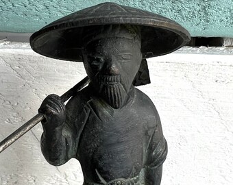 Antique Oriental Bronze Farmer Figure Bronze Art Metalwork