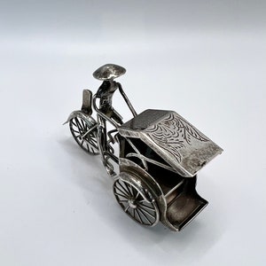 Vintage Silver Rickshaw Rider Miniature Model Chinese Export 800 Silver