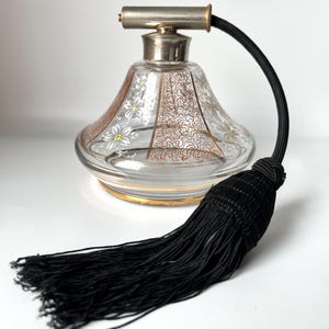 Vintage Perfume Atomiser Hand Painted Gilded Glass