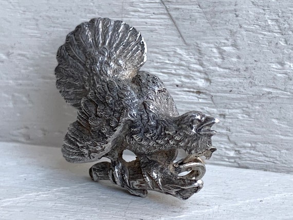 Vintage 835 Solid German Silver Capercaillie Broo… - image 5