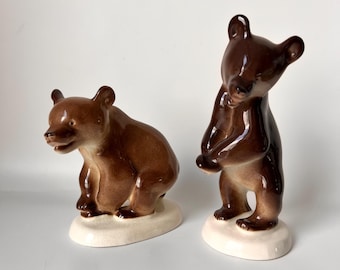 Made in USSR」の刻印がある、ヴィンテージのロモノーソフ磁器のクマの