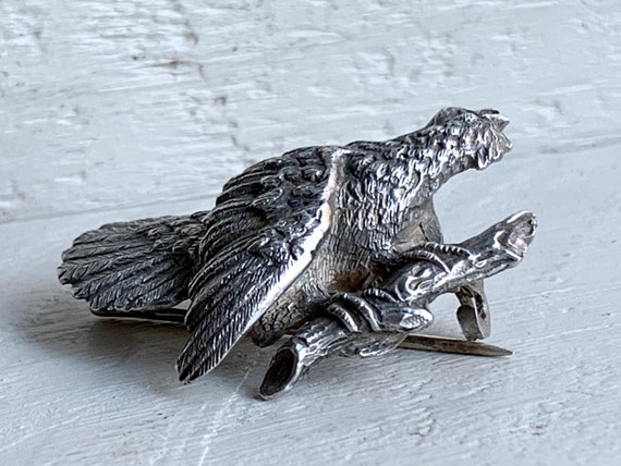 Vintage 835 Solid German Silver Capercaillie Broo… - image 6