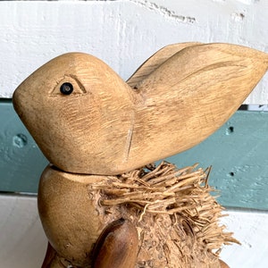 Rare Indonesian Teakwood Rabbit Hand Carved Unique