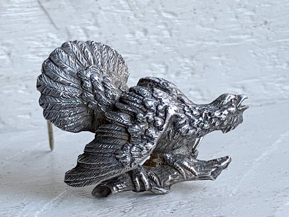Vintage 835 Solid German Silver Capercaillie Broo… - image 1