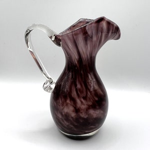 Vintage Cased Glass Hand Blown Small Amethyst Pitcher