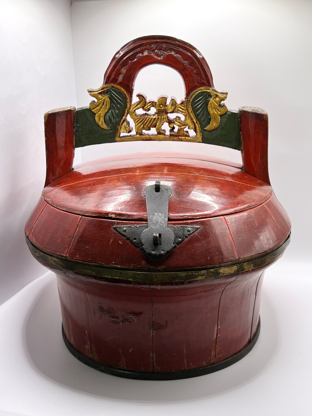 Antique Chinese Gilt and Red Lacquer Wood Wedding Basket Etsy