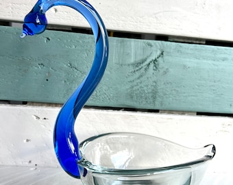 ヴィンテージアートガラスグリーンダックスワンフィギュアゴージャスで