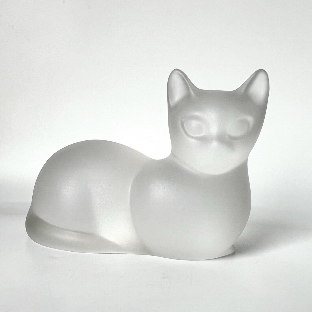 Vintage Lenox 1993 Frosted Crystal Glass Cat Figurine Excellent