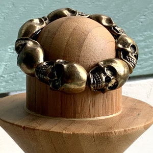 Vintage Brass Skull Bracelet Moto Stylish