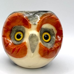 Vintage Alabaster Owl Tealight Holder Candleholder Made in Italy