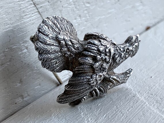 Vintage 835 Solid German Silver Capercaillie Broo… - image 4