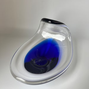 Vintage Cobalt Blue Glass Bowl Handcrafted Glass