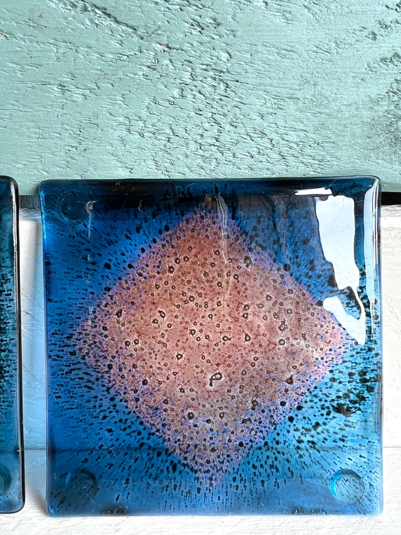 Sarah Broadhead Art Glass Pair of Coasters Handcrafted Glass Etsy